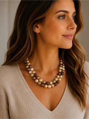 Vintage multi warm colored pearl necklace.